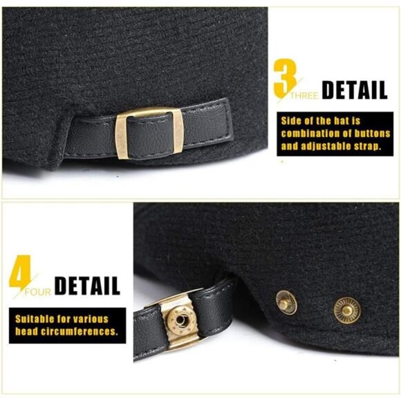 Sumolux Mens Newsboy Cap Winter Beret Hat Cabbie Flat Cap - Picture 5 of 8
